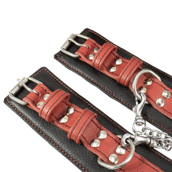 Genuine Cowhide Leather Handcuffs Adjustable Wrist Cuffs BDSM Toys for Couples - Picture 7 of 11